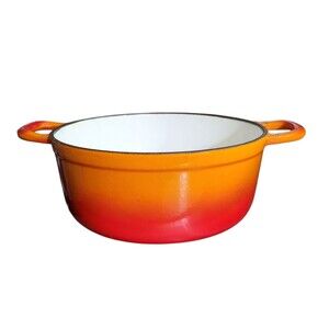 Descoware 2 qt. Pot I-B 6N FE Enamel Cast Iron Flame Red/Orange 8"wide X 3 1/2"